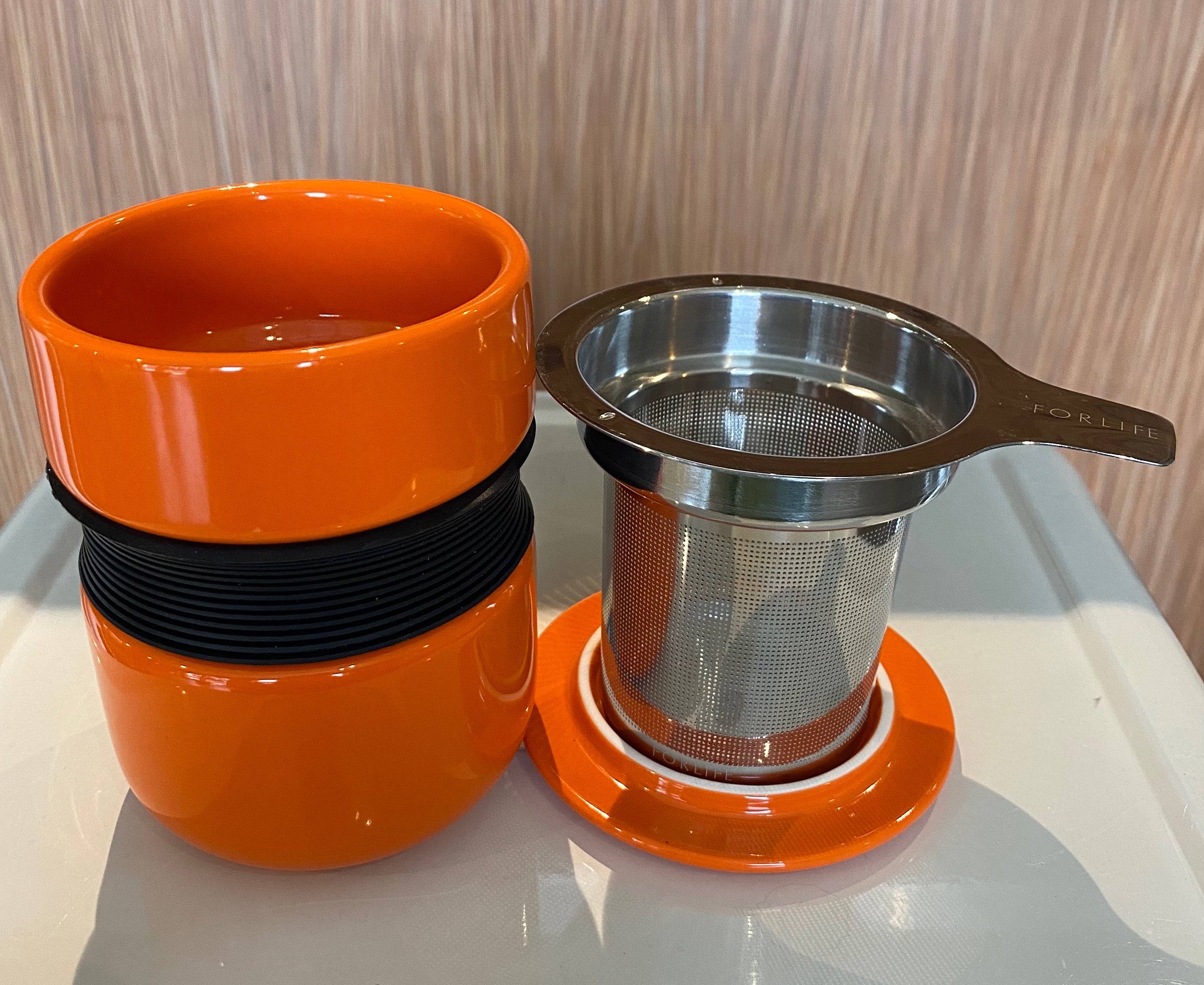 Carrot Asian style tea mug with infuser & lid, For Life brand