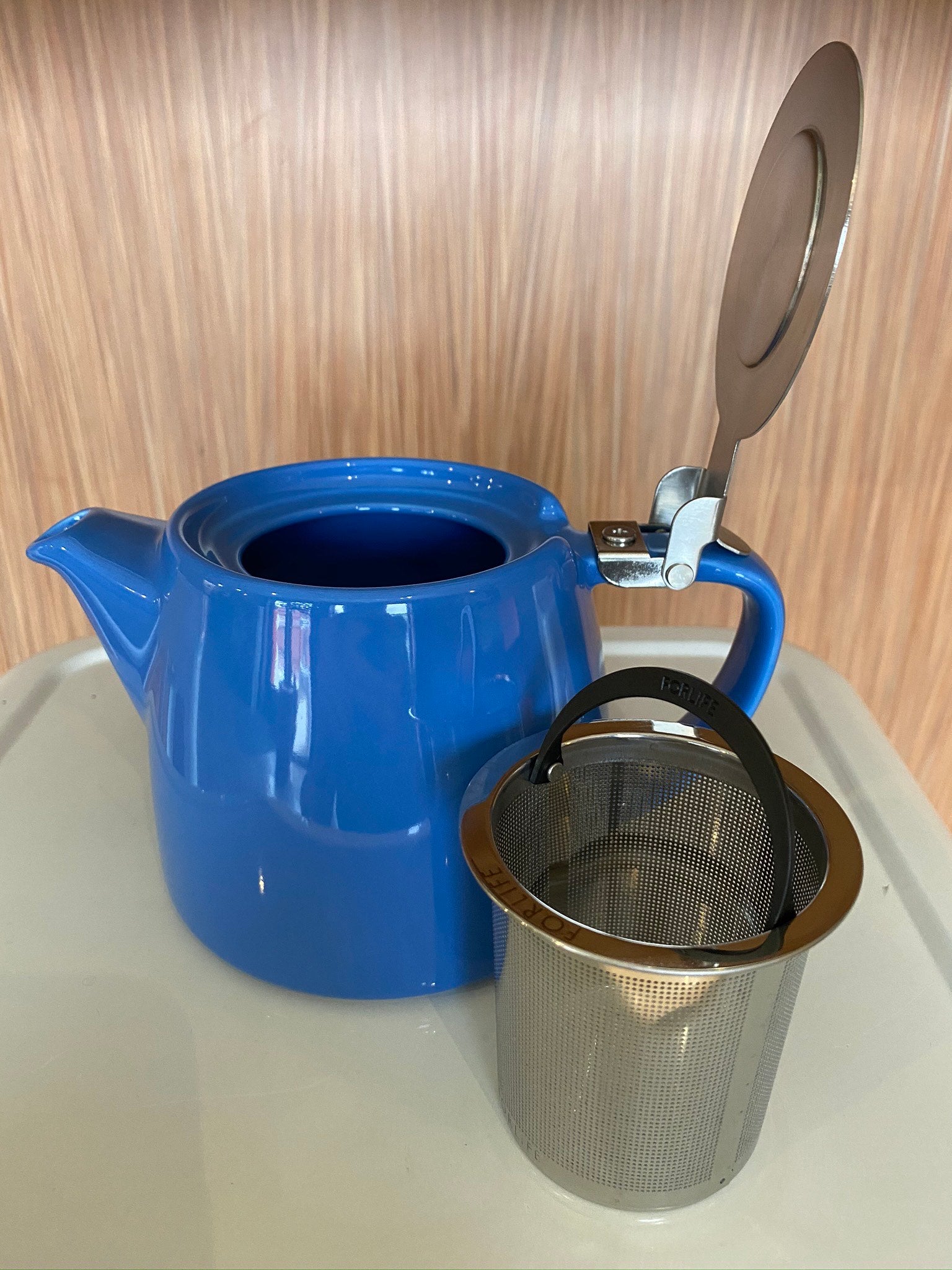Marine blue stump teapot, For Life brand