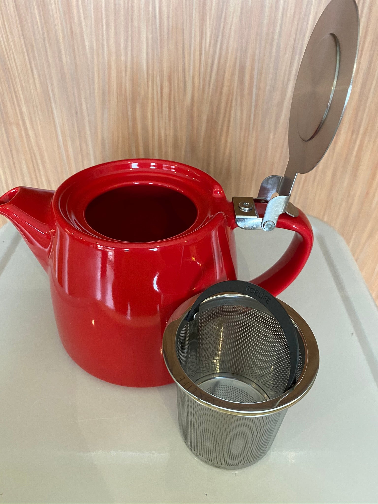Red stump teapot, For Life brand